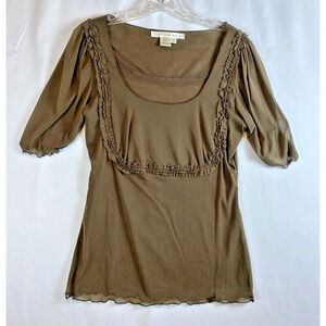 Studio M Women's Top Scoop Neck Large Brown